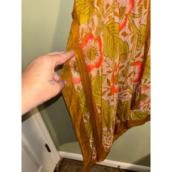 Women's ONEDDER Floral Kimono Olive Green Coral OS - Picture 2 of 6